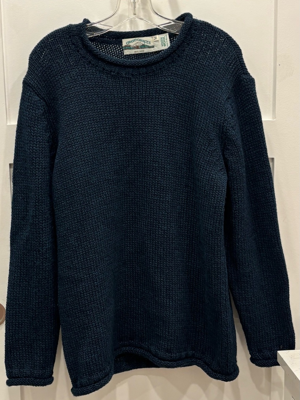 Aran Crafts Women's Dark Blue Cowl Neck Sweater